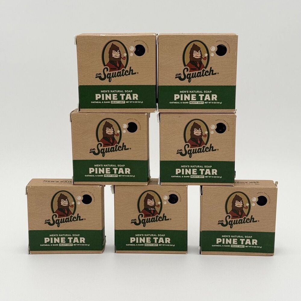 Dr. Squatch Lot of 7 Seven Brand New Bars of Heavy Grit Soap Pine Tar Oatmeal an